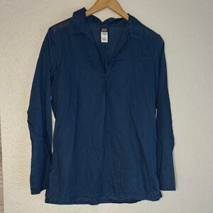 Patagonia Blue Tunic Top Long Sleeve Lightweight Organic Cotton Breezy Nautical
